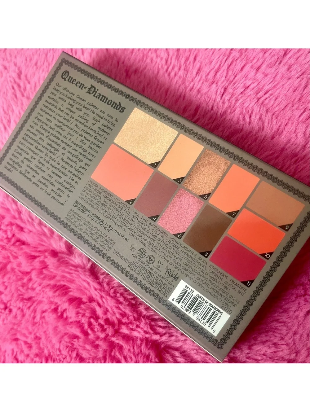 New Rude Cosmetics Queen of Diamonds Face Card Palette